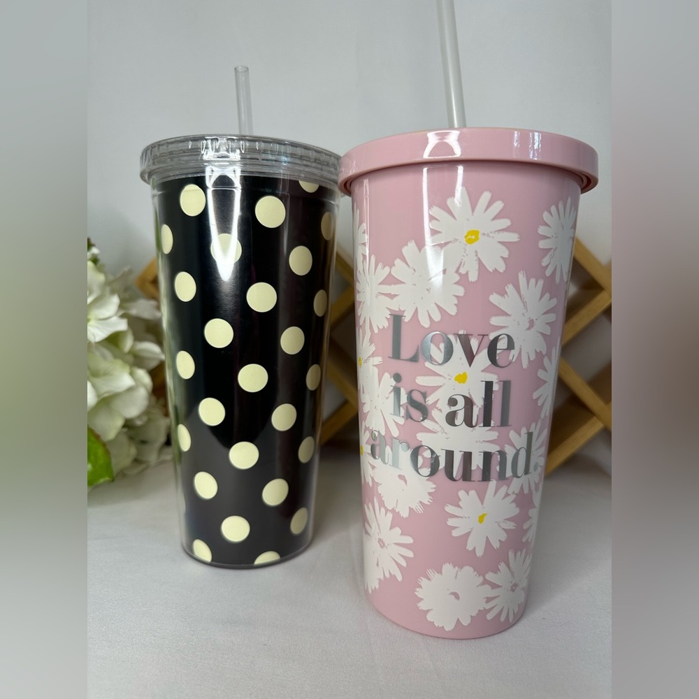 Kate Spade Insulated Tumblers Black Dot/Love Is All Around 20 fl. oz./Set Of Two